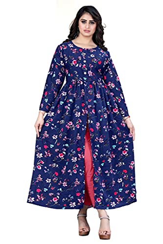 Image of H.E HAMZA ENTERPRISER Printed Crepe Material Brown Western Dress For Women