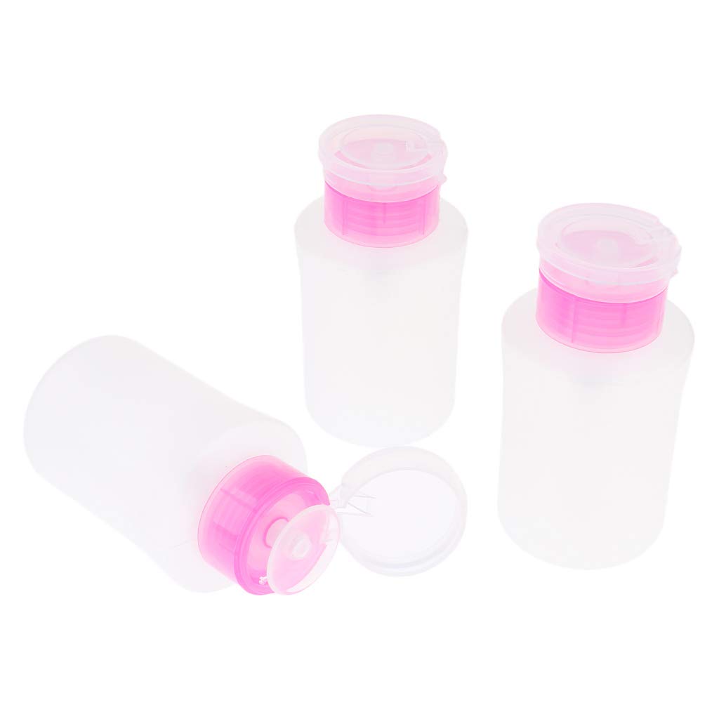 3pcs 180ml Empty Pump Bottles for Nail Remover,Alcohol,Makeup Remover Pink | 1-image-26