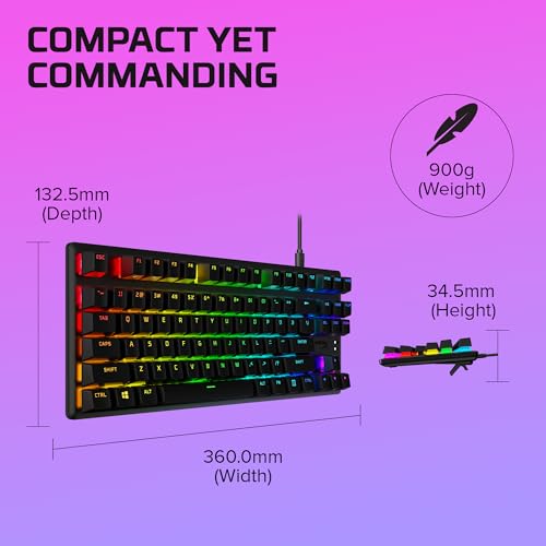 HyperX Teclado mecânico para jogos Alloy Origins Core PBT Teclas Tenkeyless TKL Blue Switch Clicky L