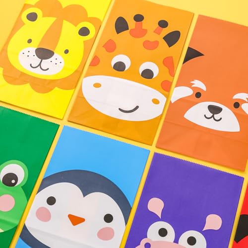 Vgoodall 24Pcs Animal Party Favor Bags, Goodie Bags With Stickers Paper Gift Bags Candy Treat Bags For Kids Birthday Party Supplies thumb #4