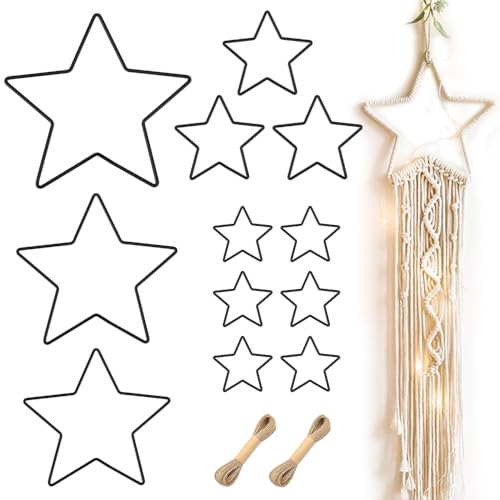 12 Stück Metallstern 30/25/20/10/5cm, Schwarze Weihnachtsdeko...