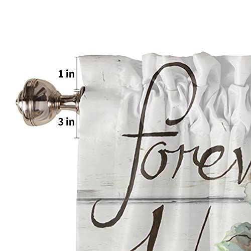 Artshowing Wooden Plank 1 Panel Tier Window Curtain Valance Rod Pocket Curtain Insulated Blackout Drape Short 54X18Inch For Kitchen Bathroom Or Small Window, Forever Home Mason Jar Floral #TOP4