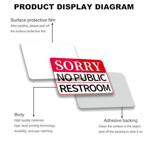 Image of 2 PCS No Public Restroom Signs for Business, Self Adhesive Vinyl No Public Restroom Sticker Waterproof and UV Resistant Sorry No Public Bathroom Signs for Door or Window