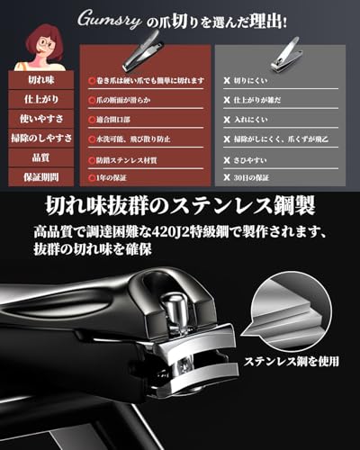 Gumsry 高級爪切り 収納ケース・やすり付き
