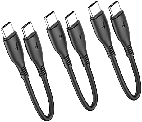 USB C to C Cable 15CM 3Pack, 0.15m USB-C 60W Fast Charging Cords for Samsung Galaxy S21/S21+/S20+ Ultra, Note 20/10 Ultra, Air 2020, iPad Pro, Power Bank and Other Type c Devices