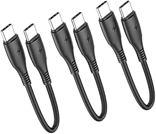 USB C to C Cable 15CM 3Pack, 0.15m USB-C 60W Fast Charging Cords for Samsung Galaxy S21/S21+/S20+ Ultra, Note 20/10 Ultra, Air 2020, iPad Pro, Power Bank and Other Type c Devices