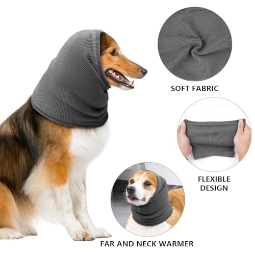Aomig Ohrenschützer für Hunde Hundemütze Haustier Hunde Gehörschutz Hunde Ohrenklappe Hund Kopfwickel Hals und Ohren Wärmer Hunde Ohrenschutz Gehörschutz für Hunde Silvester Hundekopfhörer (Grau,M)