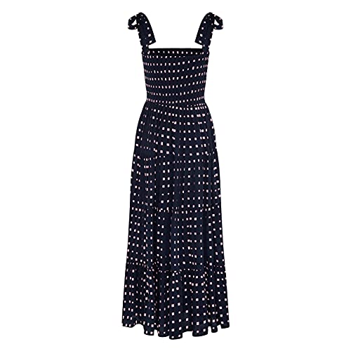 kinstell Robe Longue d'été pour Femme avec Bretelles Spaghetti et col carré et Volants Style décontracté Cover