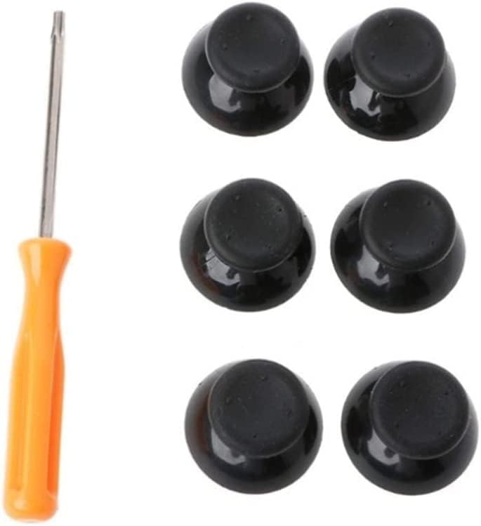 7-in-1 3D Analog Joystick Thumb Stick Caps Cover + T8 Screwdriver Tool for Xbox 360 Controller (Black)