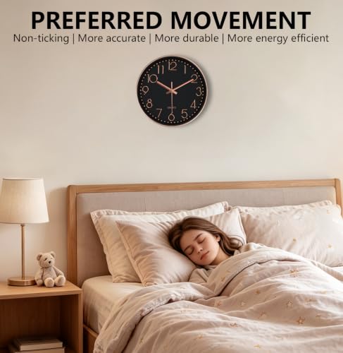 Image of Modern Silent Wall Clock, 14 Inch Wall Clocks Battery Operated