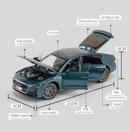 Image of Audi A7 1:24 Model Car with Box, Zinc Alloy Pull Back Toy car with Sound and Light for Kids Boy Girl Gift [Colors as Per Stock]