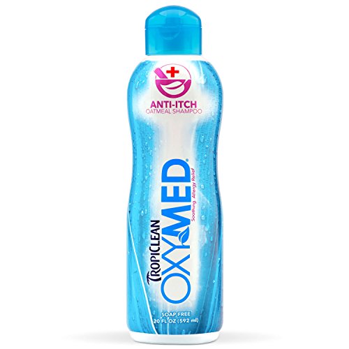 TropiClean OxyMed Medicated Anti Itch Shampoo for Pets, 20oz - Made in USA - Oatmeal Medicated Dog Shampoo for Allergies and Itching - Stops Itching Fast