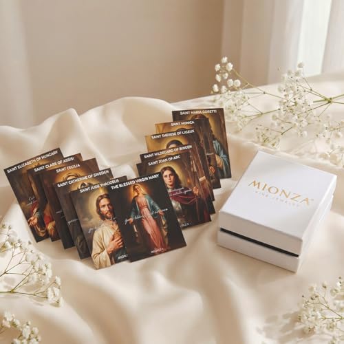 Image of MIONZA Catholic Medal Cross Bracelet for Women | 14K Gold Plated or Solid Gold, Religious Rosary Jewelry, Choose Your Saint Medal Bracelet