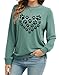 Sunidol Womens Dog Paw Print Heart Shirt Long Sleeve Crewneck Pullover Loose Casual Cute Sweatshirts Tops Cyan Blue M