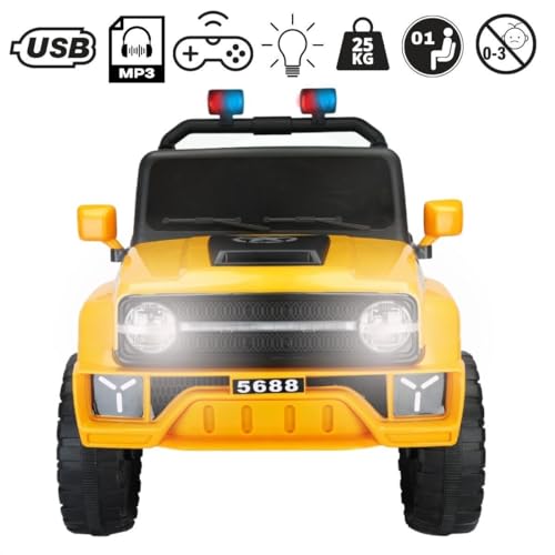 Carro elétrico Jipe Tank Amarelo Infantil Elétrico 12v com Controle Remoto