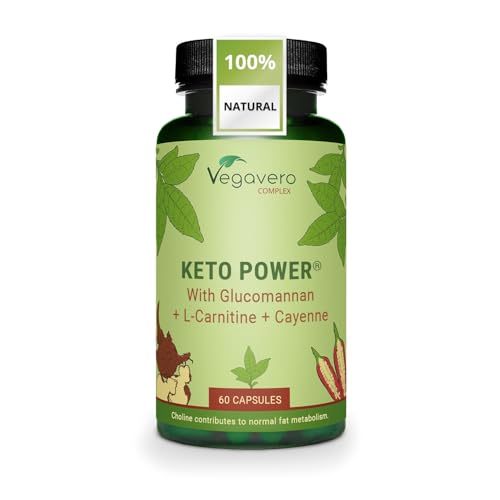 Vegavero Keto Diet Supplement | with Glucomannan, Apple Cider Vinegar, Cayenne Pepper, Chromium Picolinate & Choline Bitartrate | 60 Keto-Capsules | NO Additives | Vegan