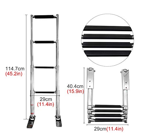 Escalera plegable 4 peldaños acero inoxidable para piscina miniatura 4