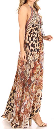 Image of Sakkas Lizi Womens Maxi High-Low Halter Handkerchief Long Dress Beach Party