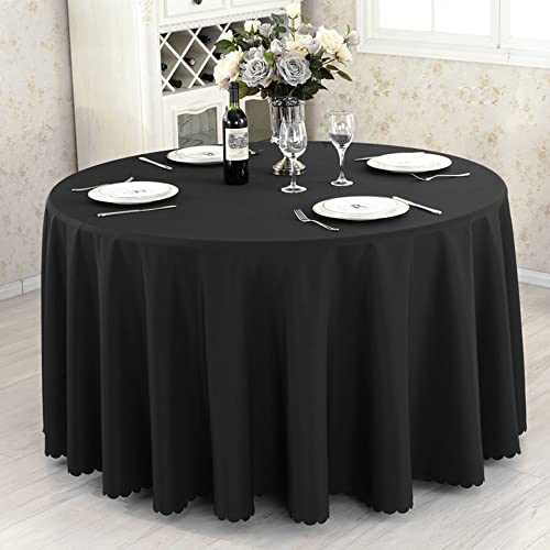 Nappe ronde lavable pour jardin extérieur et terrasse grande table noire 300cm