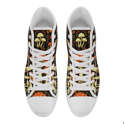 Womens Mens Vintage Floral High Top Canvas Sneakers Dark Style Cottagecore Lace-Up Casual Shoes Fashion Streetwear Sneakers3