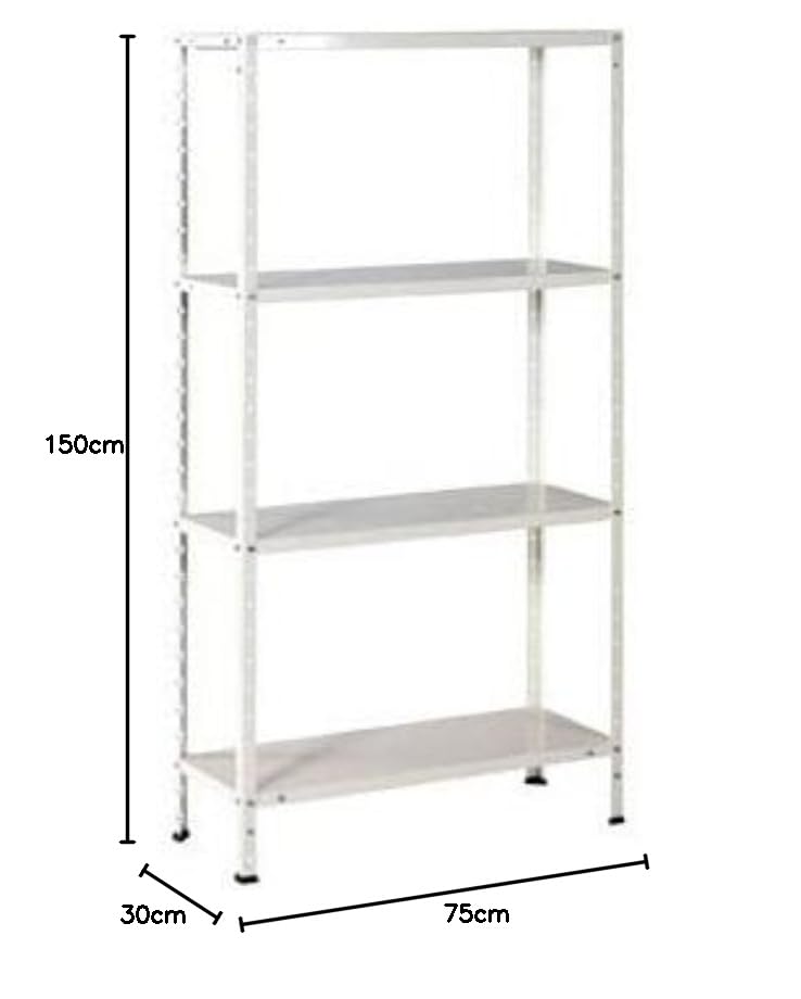 Desconocido Estanteria Metalica Blanca 4 E 150X75X30 Cm
