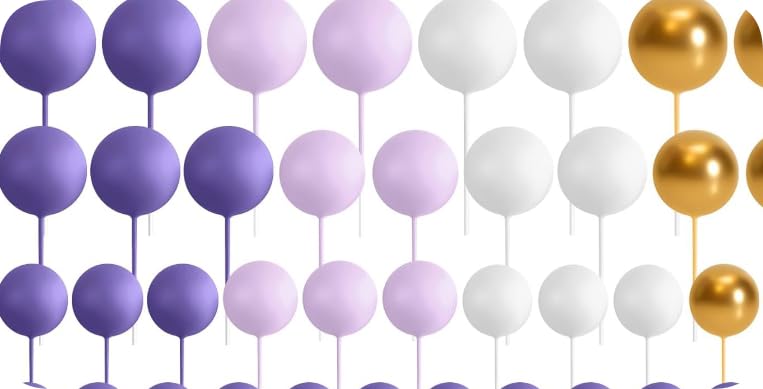 Ball Cake Topper Decorations, 108 PCS Round Ball Cake Toppers, Baking Cake Decorations, DIY Insert Topper Insert Decoration for Wedding Party Birthday Decorating(4 Colors)
