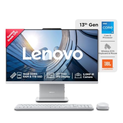 Image of Lenovo IdeaCentre AIO 13th Gen Core i5-13420HU 27 inch FHD IPS (16GB RAM /1TB SSD /Windows11 /Microsoft 365 Basic + Office Home 2024 /3Wx2 Harman /Wireless Keyboard & Mouse,Grey), F0HM00PMIN All-in-One Desktop