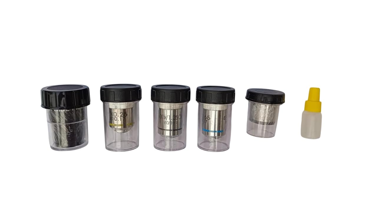 Microscope Lens Optics Set with 3 Objective Lenses 10X 45X 100X Oil & 2 Eyepieces 10X WF 15X | Microscope Lens Kit | Optical Microscope Accessories for Lab & Education-picture-48