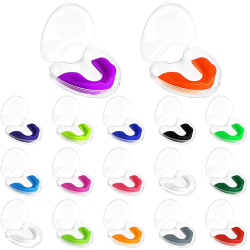 17 Pack Kids Youth Mouth Guard for Sports, Boys Girls Sports Mouth Guards with Cases, Athletic Mouthguard for Football Hockey Boxing Basketball MMA Wrestling Lacrosse