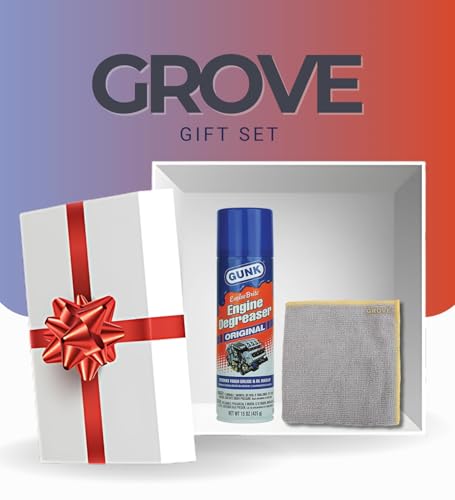 Gunk Engine Brite No Scent Cleaner and Degreaser 15 oz Spray Bundle with Microfiber Cleaning Cloth for Engine Surface Degreasing & Equipment Cleaning — Gift Set (2 Items)