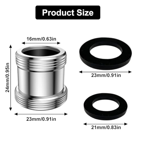 EXIN DEHCEN 2 Stück Doppelgewinde Gewindeadapter M22 auf M24, Wasserhahn Adapter Außengewinde Wasserhahn Luftsprudler Steckverbinder Geeignet mit Gummidichtung für Küchenarmaturen, Wasserfilter