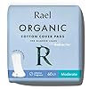 Rael Incontinence Pads for Women, Organic Cotton Cover, Postpartum Essential, Heavy Absorbency, Bladder Control, 4-Layer Core with Leak Guard Technology, Long Length (Moderate, 60 Count)
