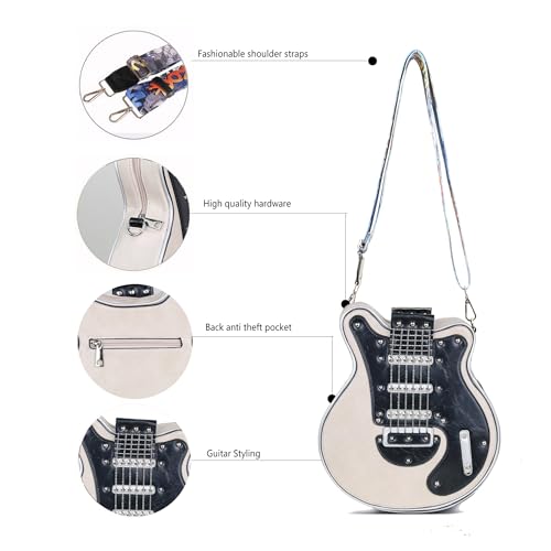 Trendy Guitar Shaped Medium Vegan Leather Crossbody Bag Purse3