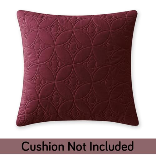 Image of HOKIPO 100% Leakproof Quilted Cushion Cover for Sofa 16x16 Inches, Set of 2, Wine (AR-6280-BRGN*2)