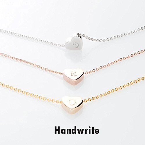 A Tiny Heart Initial Necklace -Personalized Gift Handstamped Delicate Initial Heart bridesmaid Wedding Birthday Mothers day Best Graduation Day gift