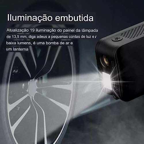 Mini Compressor De Ar Portátil Sem Fio Bomba Inflador Digital Pneu com lanterna LED