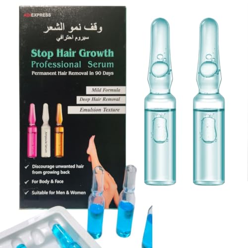 Image of ZeroPathy 2ml x 10 Hair Inhibition Ampoule | 90 Days Permanently Hair stop Treatment Removal Serum for Bikini, Chin, Underarm & Intimate Hair | Herbal Unisex Use After Threading or face Cream