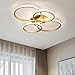 Produktbild LED Deckenleuchte Schlafzimmer Wohnzimmer Dimmbar Deko Decken Lampe Modern Eckig Ring Design Gold mit Fernbedienung Esstisch Esszimmer Küche Pendelleuchte Acryl Schirm Flur Bad Kinder Zimmer Leuchten