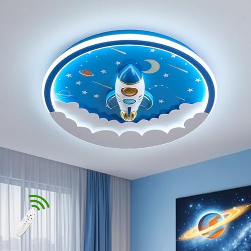 Lampe de plafond LED 72W plafonnier pour enfants bleu 50cm