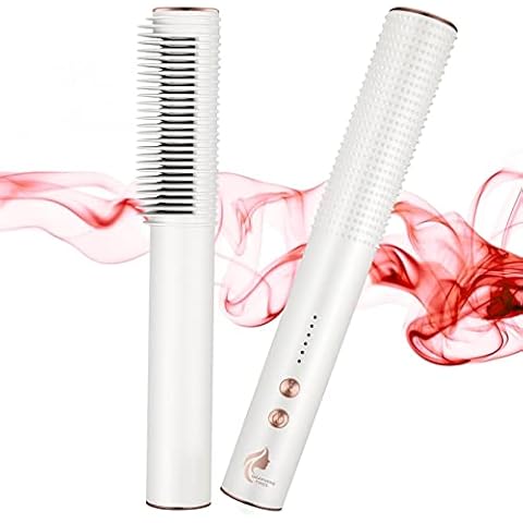 Hair Straightener Brush, 2-in-1 Hair Straightening Brush with 20min Auto-Off, Anti-Scald, Convenient to Carry, 5 Temp Setting Ceramic Straightening Brush, Fast-heating Straightening Comb for Styling Cover