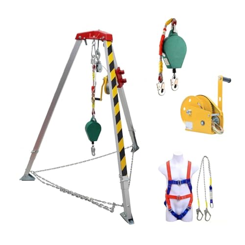 Confined Space Rescue Tripod Kit - 2600lbs Winch Safety Belt Anti-Dropping Device for Sewer Manhole Underground Pipe Emergency