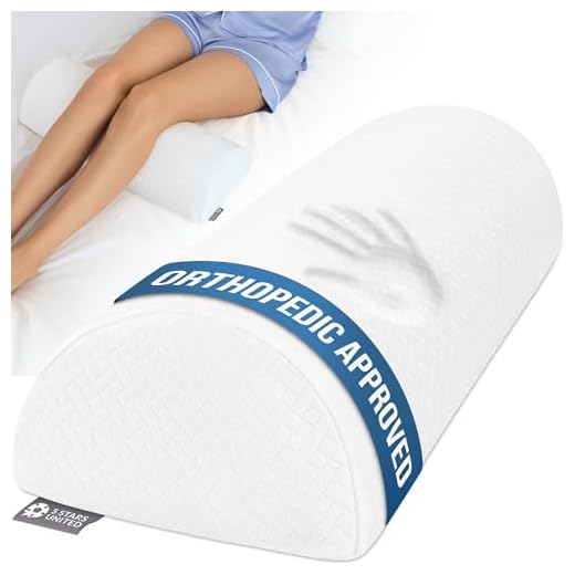 Half Moon Bolster Semi-Roll Pillow - Ankle and Knee Support - Leg Elevation - Back, Lumbar, Neck Pain Relief - Pad for Side and Stomach Sleepers - Premium Quality Memory Foam - Breathable Cover