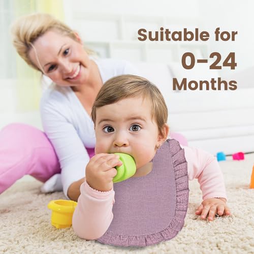 Oiomniv Muslin Baby Bibs, 6-Pack Bandana Drool Bibs Soft Cotton Adjustable Unisex Newborn, Toddler for Drooling Teething4