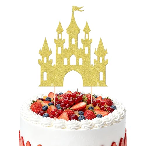 1 décoration de gâteau en forme de château - Paillettes - Thème princesse - Décoration de gâteau d'anniversaire - Château - Décoration de gâteau pour...