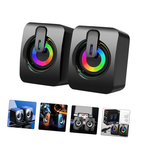 Altavoces de escritorio con subwoofer USB, luz RGB colorida y sonido envolvente portátil 7