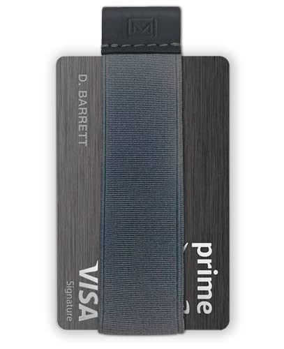 Image of Modern Carry Quick Draw Minimalist Wallet for Men & Women, Elastic Band Minimal Credit Card Holder with Leather Tab, Card Grabber for Long Nails, Money Clip Alternative (Black) (Gray)