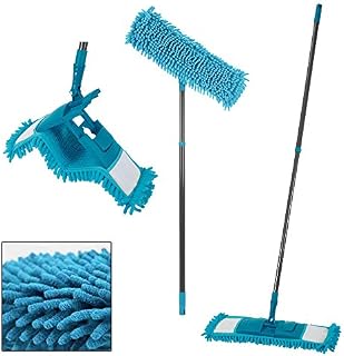DLUX PRO-KLEEN Super Absorbent Chenille Flat Floor Mop with Extendable Handle Hardwood Laminate Tile Cleaner Sweeper Microfibre Duster
