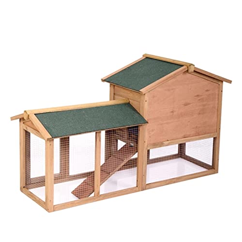 Chamber 61 "Holz Hühnerstall 2 Schicht Holz Kaninchenstall Geflügelkäfig Rampe Und Ausziehbares Tablett Hühnerstall Großer Lebensraum 156x52x68CM – Bild 6