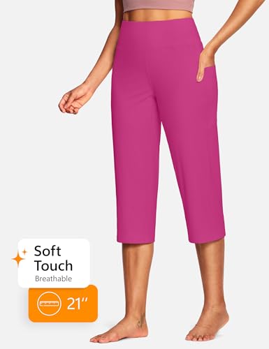 Image of ISEEGZ 15 inch / 18 inch / 21 inch / 25 inch Capri Pants for Women High Waist with Pockets Women's Capris Workout Yoga Pants Loose Straight Leg