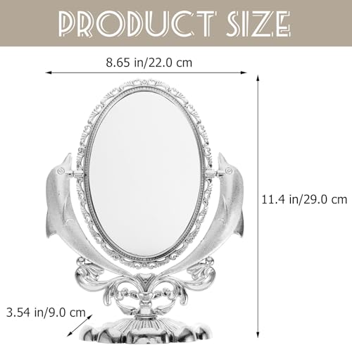 Espejo de maquillaje giratorio doble para escritorio miniatura 2